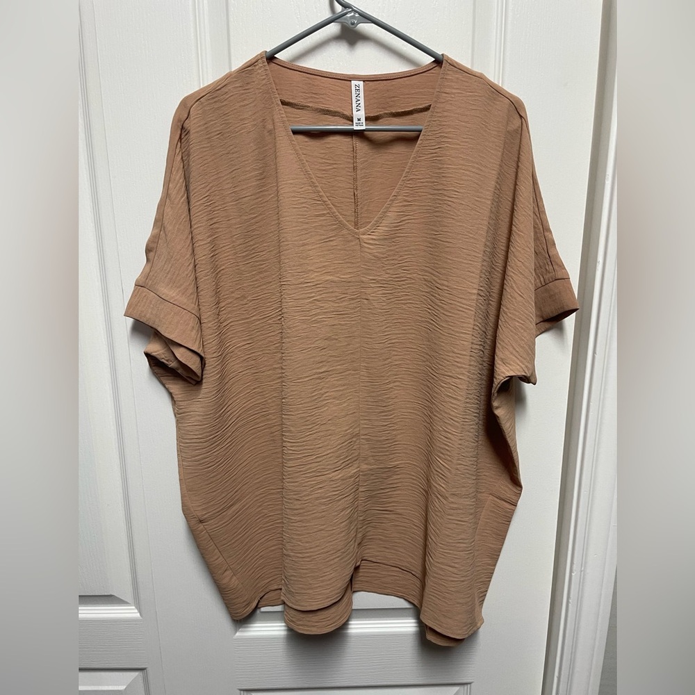 a new day Women's Brown V-Neck Blouse